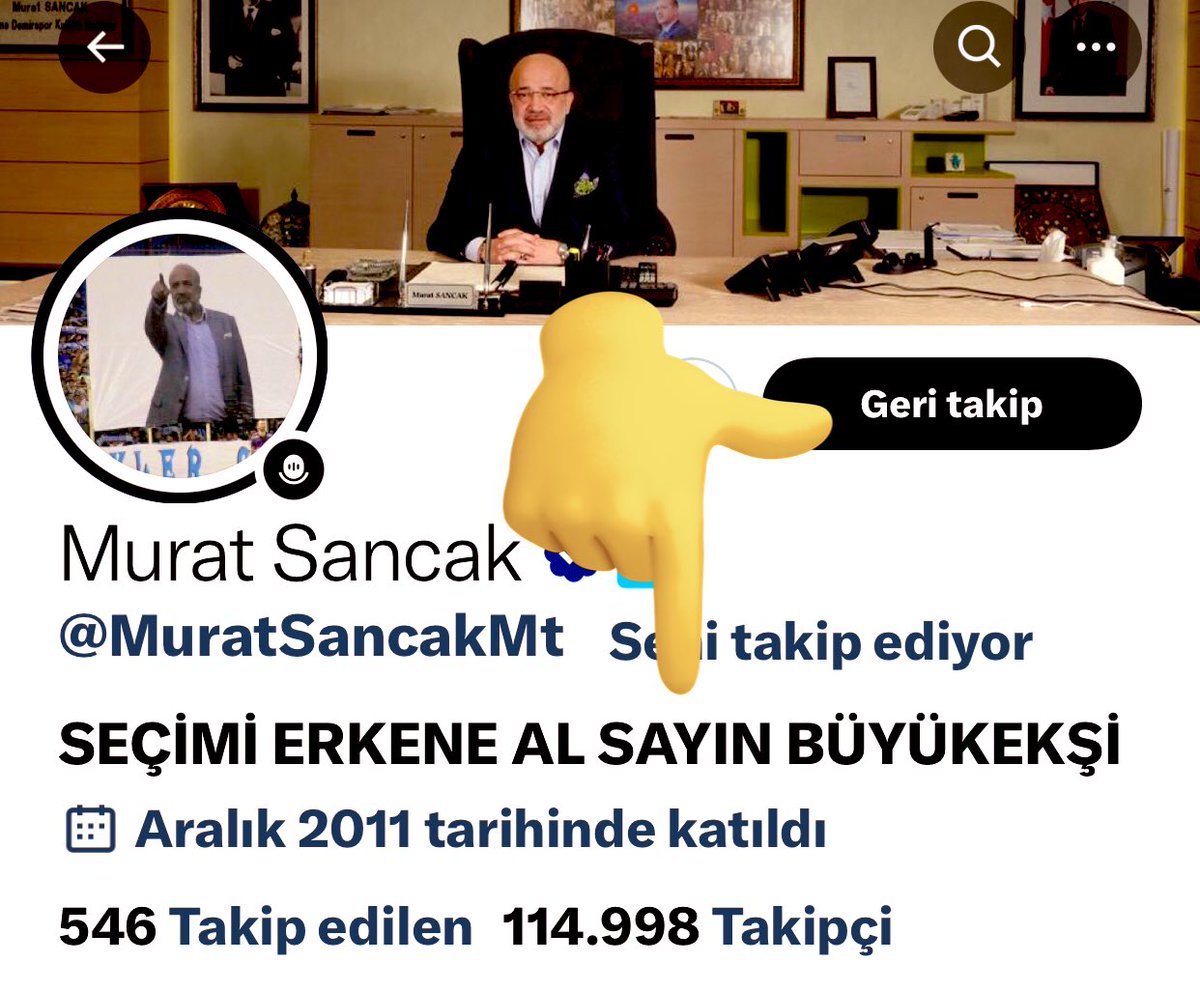 Eski Adanademirspor başkanı Murat Sancak’ın X Biosu! 😁 İlahi başkan @MuratSancakMt