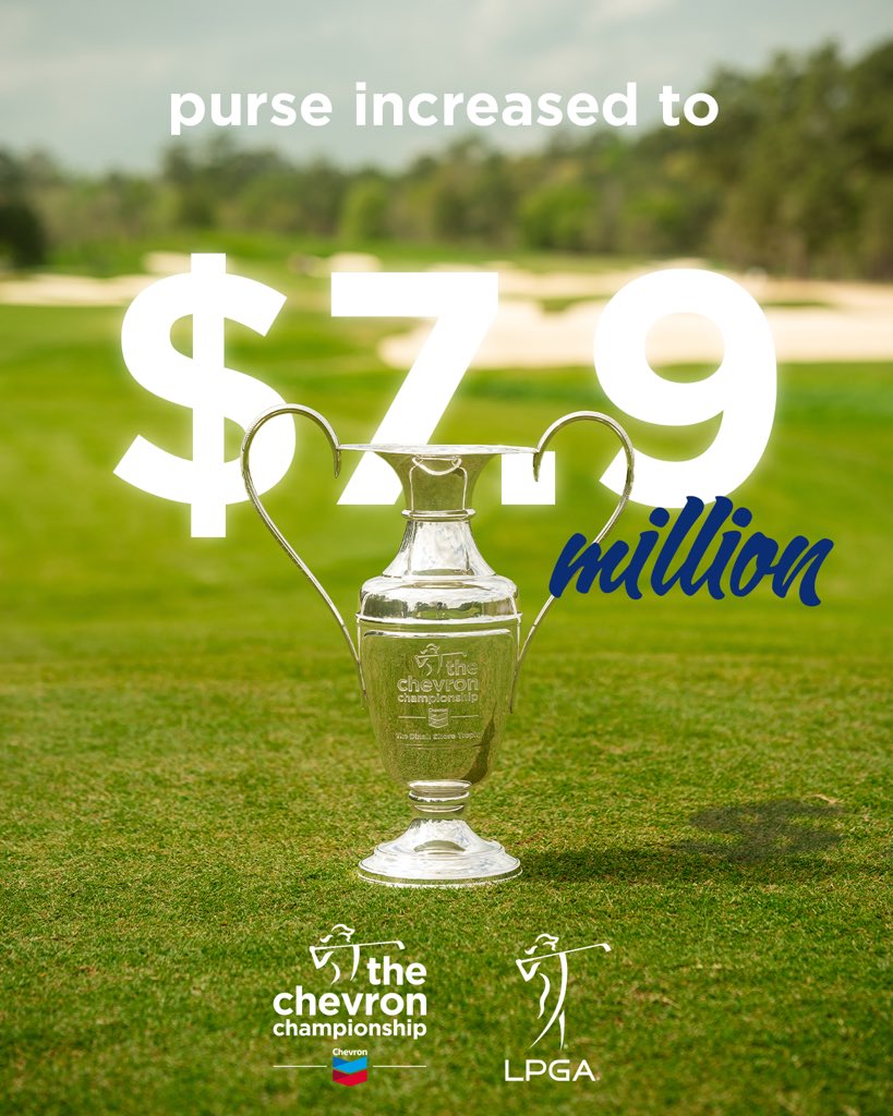 Committed to growing the game. 👏 Thanks to @Chevron, the @Chevron_Golf 2024 Purse will be elevated to $7.9 million, an increase of 154% since 2022. 🏆