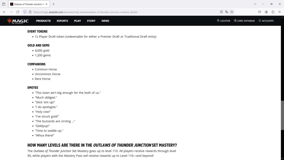 barcisz84's tweet photo. @MTG_Arena Howdy! Mastery Pass has only 2,000 gold but you announced the usual 4,000 in the article linked below. Will this be fixed?
https://t.co/RGc4vx22OY https://t.co/hrBXquv3tV