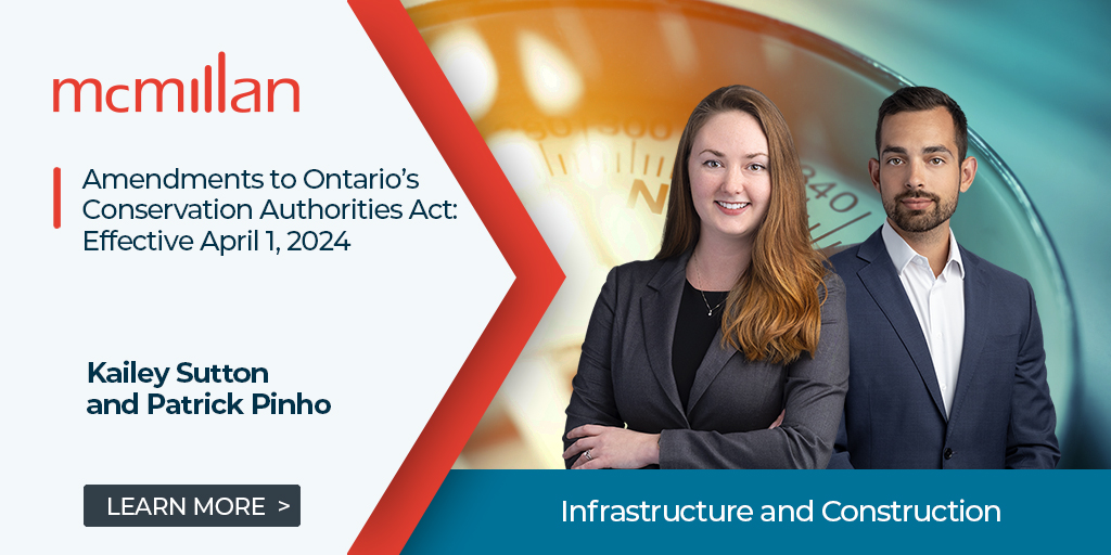 #legalupdate: On April 1, 2024, Ontario implemented amendments to the Conservation Authorities Act and introduced new O. Reg. 41/24 to replace existing regulations under the Act. bit.ly/49UDeAN

#ontariolaw #infrastructure