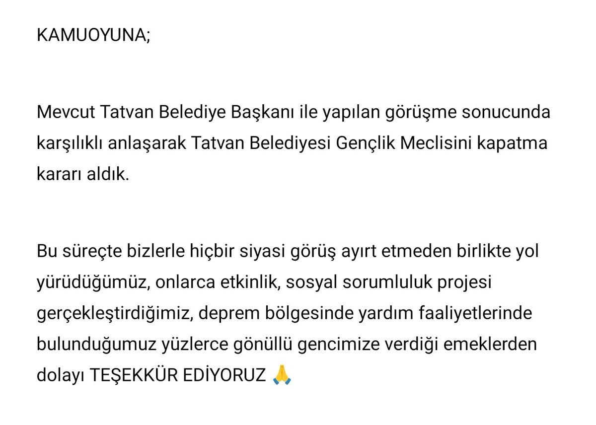 Kamuoyuna duyurulur 🙏