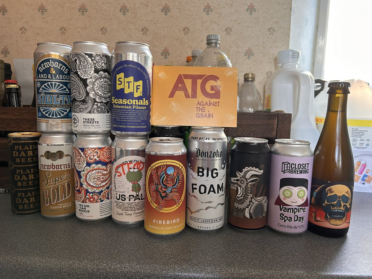 First visit to <a href="/ATGBeerEd/">AgainstTheGrain</a> can’t
Wait to get to get stuck in to these bangers 😃