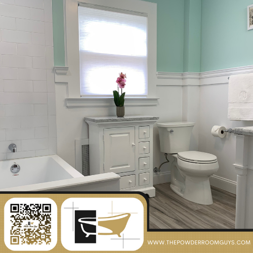 roomguys's tweet photo. This is no ordinary bathroom! It’s a Powder Room Guys Bathroom! View all our work from our website which you can go to right now by scanning the QR code! https://t.co/O1L9I6ZWX5