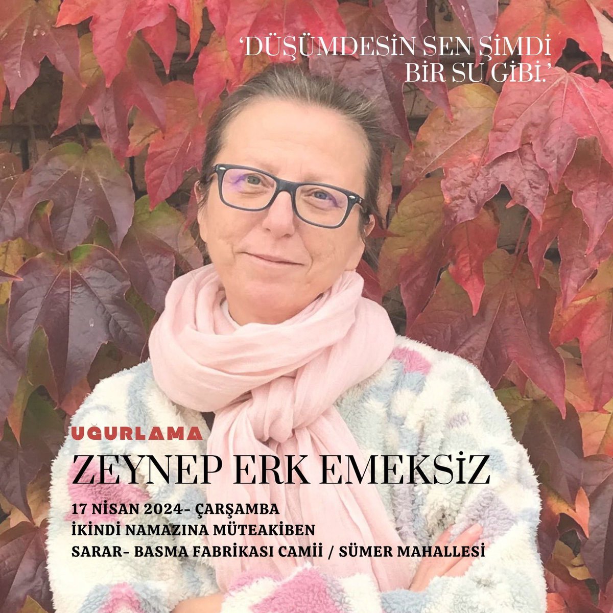 Barış imzacısı hocamız, arkadaşımız, Zeynep Erk Emeksiz'i kaybettik. Başımız sağolsun.