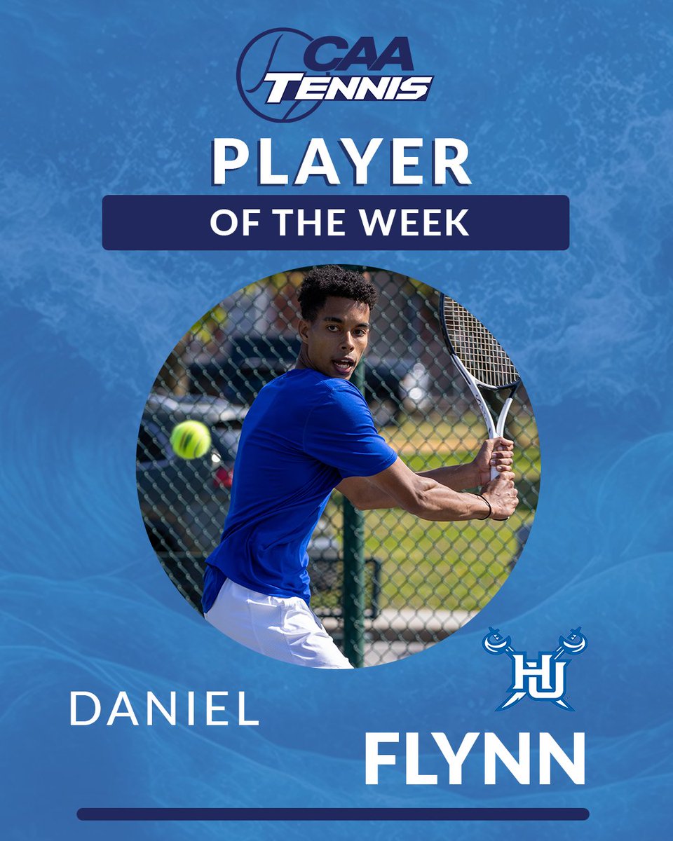 🎾 #CAATennis Men's Player of the Week @tennis_hamptonu's Daniel Flynn was unbeaten in singles and doubles to help Hampton post a 4-0 week with victories over Coppin State (6-1), George Mason (4-2), Virginia State (4-0) and Navy (4-3). bit.ly/3TWZVhH