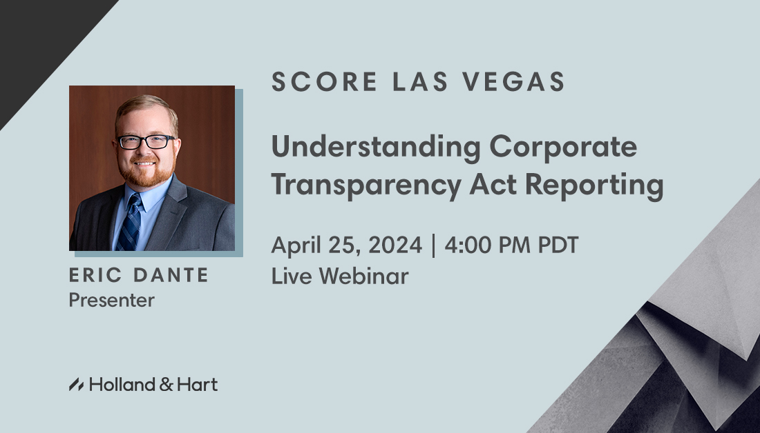 The Corporate Transparency Act affects millions of businesses in the US. #CorporateLaw attorney Eric Dante will join a SCORE Las Vegas event on April 25 to provide details on the Act’s new compliance requirements for businesses: score.org/lasvegas/event… 
#CTA #SmallBusiness