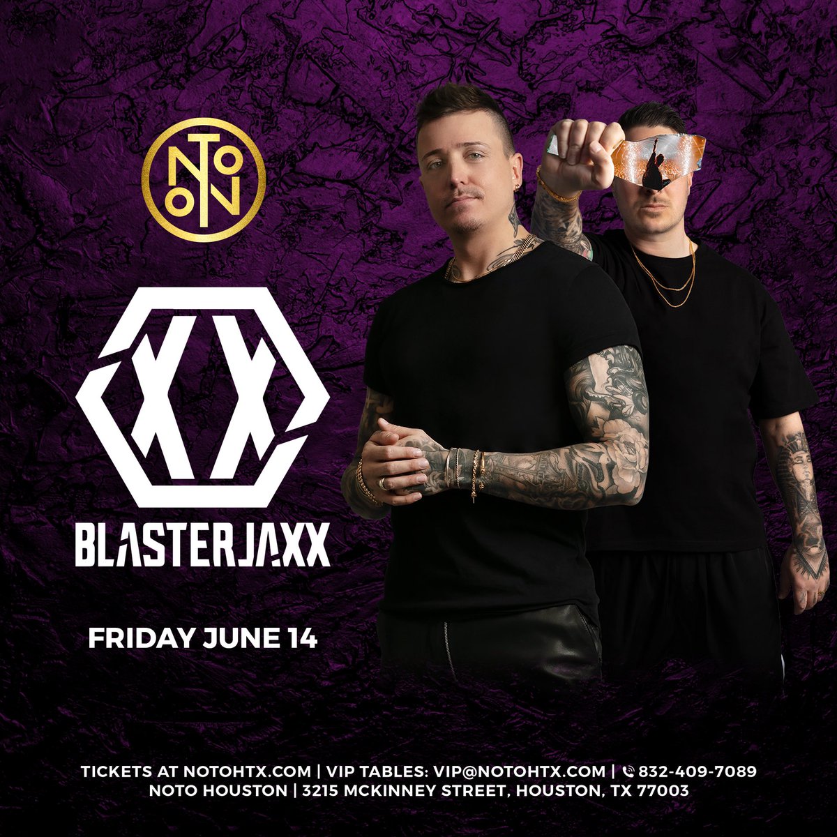 Houston, get ready to rave! 🚀 Dutch duo @Blasterjaxx makes their NOTO HTX debut on Friday, June 14 🙌 Limited $10 presale tickets available now ‣ notohtx.com