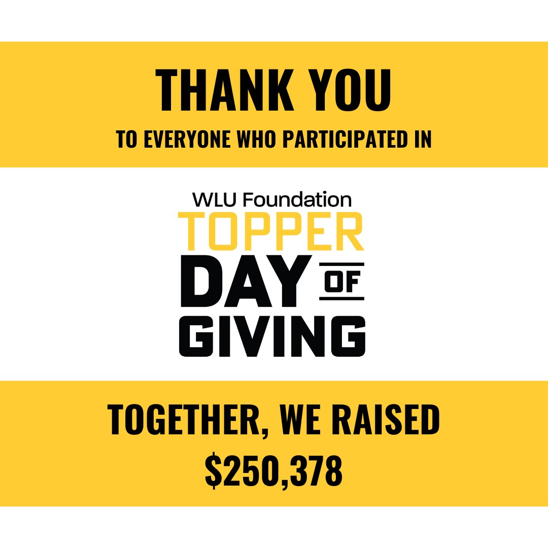 WLUFoundation's tweet photo. We want to thank everyone for another successful Topper Day of Giving event! Our 8th annual event, we raised over $250,000 -- our third year in a row we cracked the $200,000 campaign! https://t.co/28CIMgPUY7