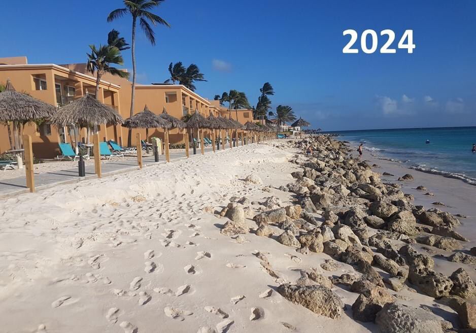 Climate Change is already hitting home, here in Aruba. Sea levels are rising fast. 
This is Druif Beach, near Tamarijn Beach. 

The barricades you see in the first picture is protecting a sea turtle’s nest. 

WE ARE LOSING LAND.
