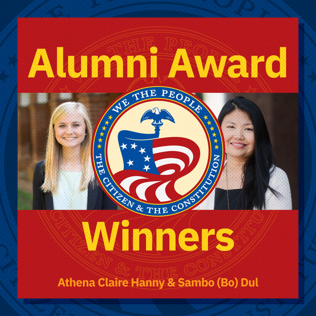 Congratulations to Athena Claire Hanny and Sambo (Bo) Dul! 🎉 Both were recipients of inaugural We the People Alumni Network awards during last night's We the People National Finals Awards Ceremony. 🏆Join the We the People Alumni Network here: civiced.org/we-the-people/… #WTPFinals