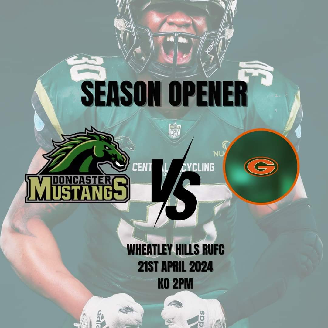 Join the herd as the Doncaster Mustangs face off against the Gatehead Senators in an epic season opener this Sunday! 🏈💥

Who ride? WE RIDE!!

📍Wheatley Hills RUFC
⏰ 21st April 2024, 2pm

#bafa #britishamericanfootball #americanfootball #britball #gridiron #doncaster
