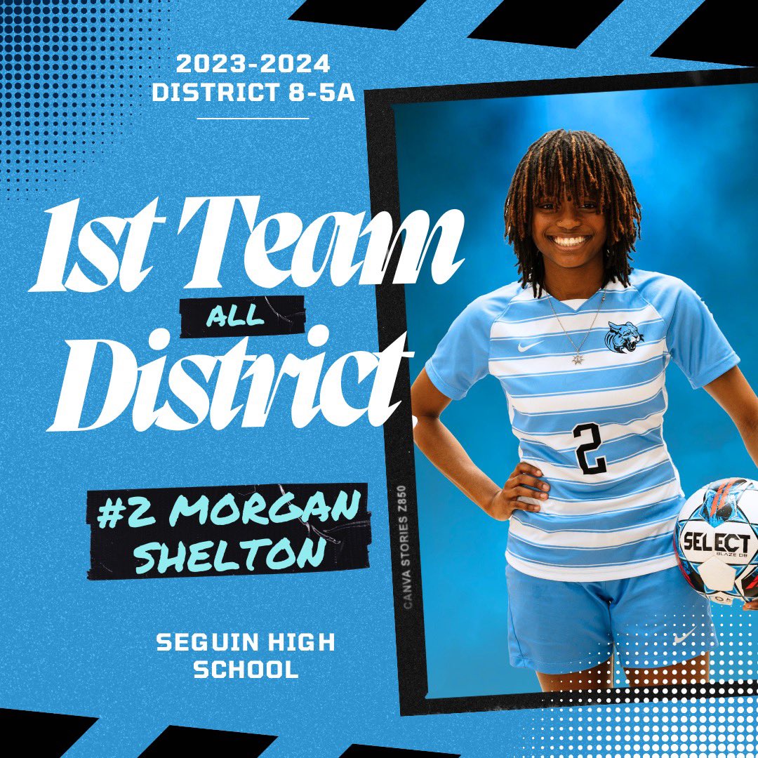 Congratulations Morgan Shelton on an amazing season and being voted 1st Team All District ⚽️💙🐾 @JuanSeguinHS @AISD_ATH