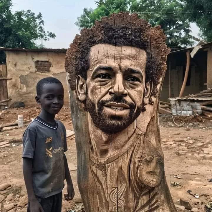 صورة متداولة لطفل من جنوب إفريقيا نحت محمد صلاح بهذا الشكل الرائع 😍..
