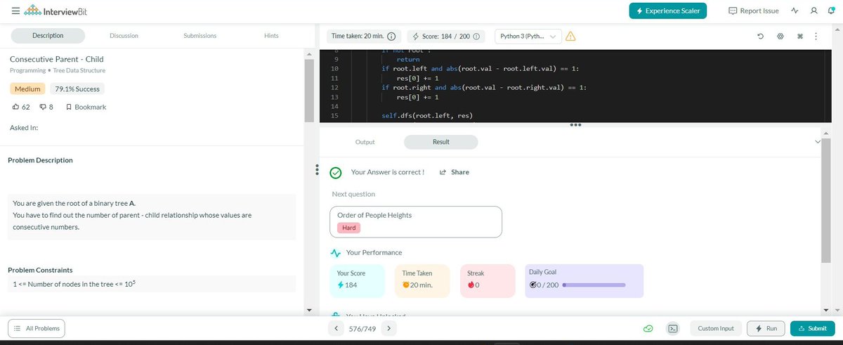 fleetXtoman's tweet photo. Hey there, I've completed #Day106 of the #365DaysofCode Challenge with
@scaler_official
Join Discord: https://t.co/s0UVEzRVO4

Solved Question: "Consecutive parent - child"
#scalerdiscord #codewithscaler #365daysofcodescaler #365DaysofCode https://t.co/r9d6kcJWwU