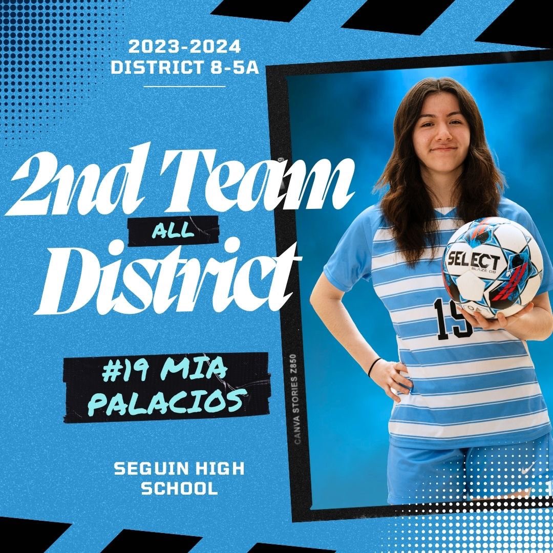 Congratulations to, our Senior and Captain, Mia Palacios on an amazing season and being voted 2nd Team All District ⚽️💙🐾 @JuanSeguinHS @AISD_ATH