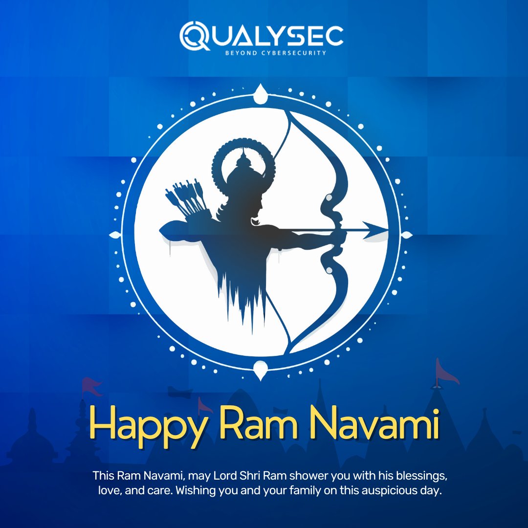 Wishing you a joyous Ram Navami filled with blessings and peace. May this auspicious occasion bring happiness and prosperity to you and your loved ones. Warm regards from Team QualySec! #RamNavamiCelebration #HinduFestival #LordRam #DivineFestivity #SpiritualJourney #FestiveVibe