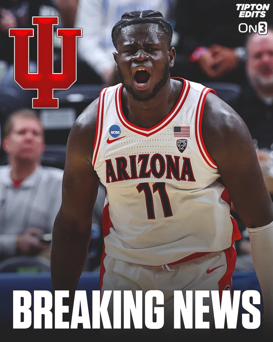 JoeTipton's tweet image. NEWS: Arizona transfer Oumar Ballo, a top-5 player in the portal, has committed to Indiana, he tells @on3.

The 7-0 big man averaged 12.9 points and 10.1 rebounds per game this season. 

on3.com/college/indian…