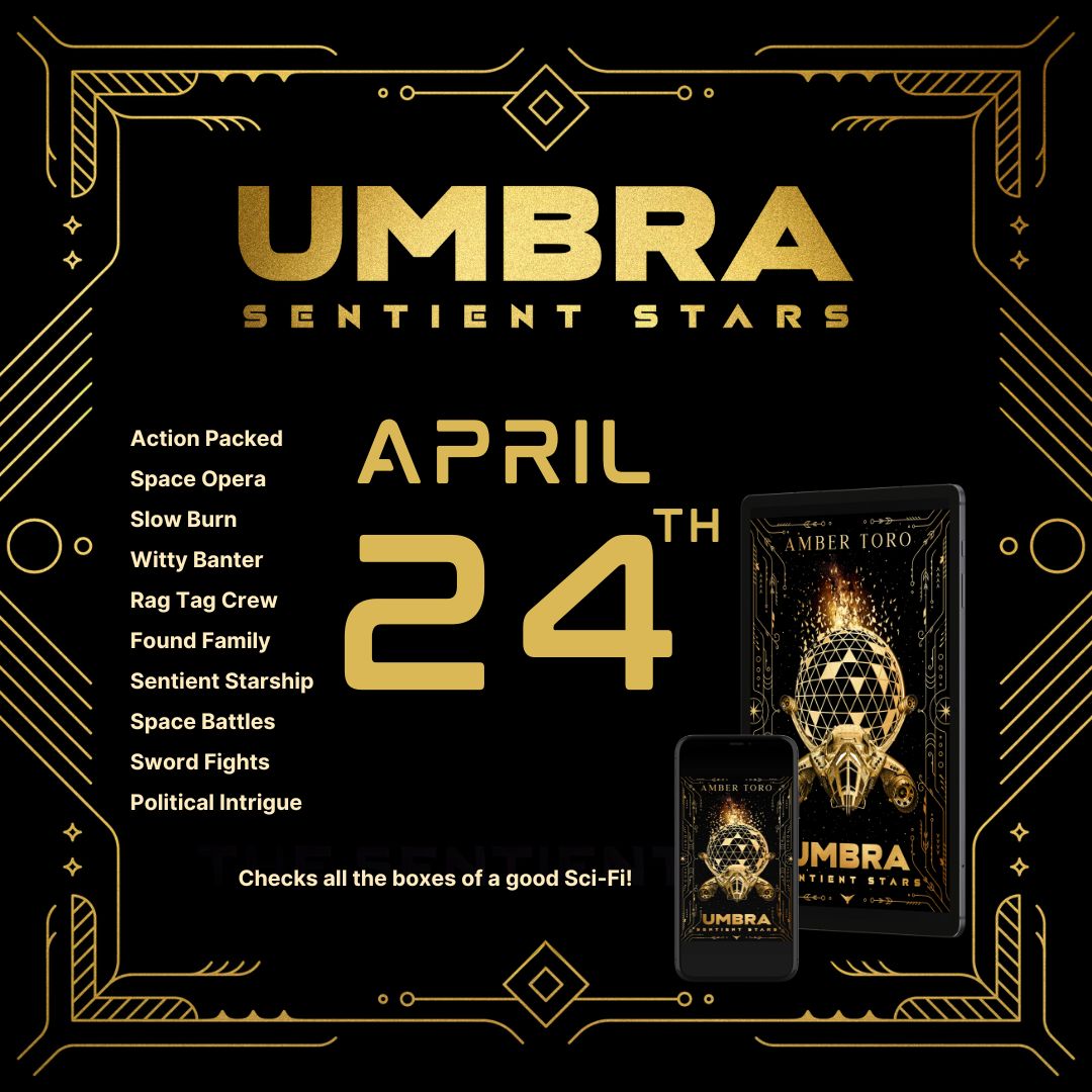 Are you ready for your next adventure? Pick up Umbra if you like: 💥Action Packed ✨Space Opera  🔥Slow Burn 😜Witty Banter 🛸Rag Tag Crew 💕Found Family 🚀Sentient Starships 🪐Space Battles ⚔️Sword Fights 🏛️Political Intrigue  🎖️Militaristic society