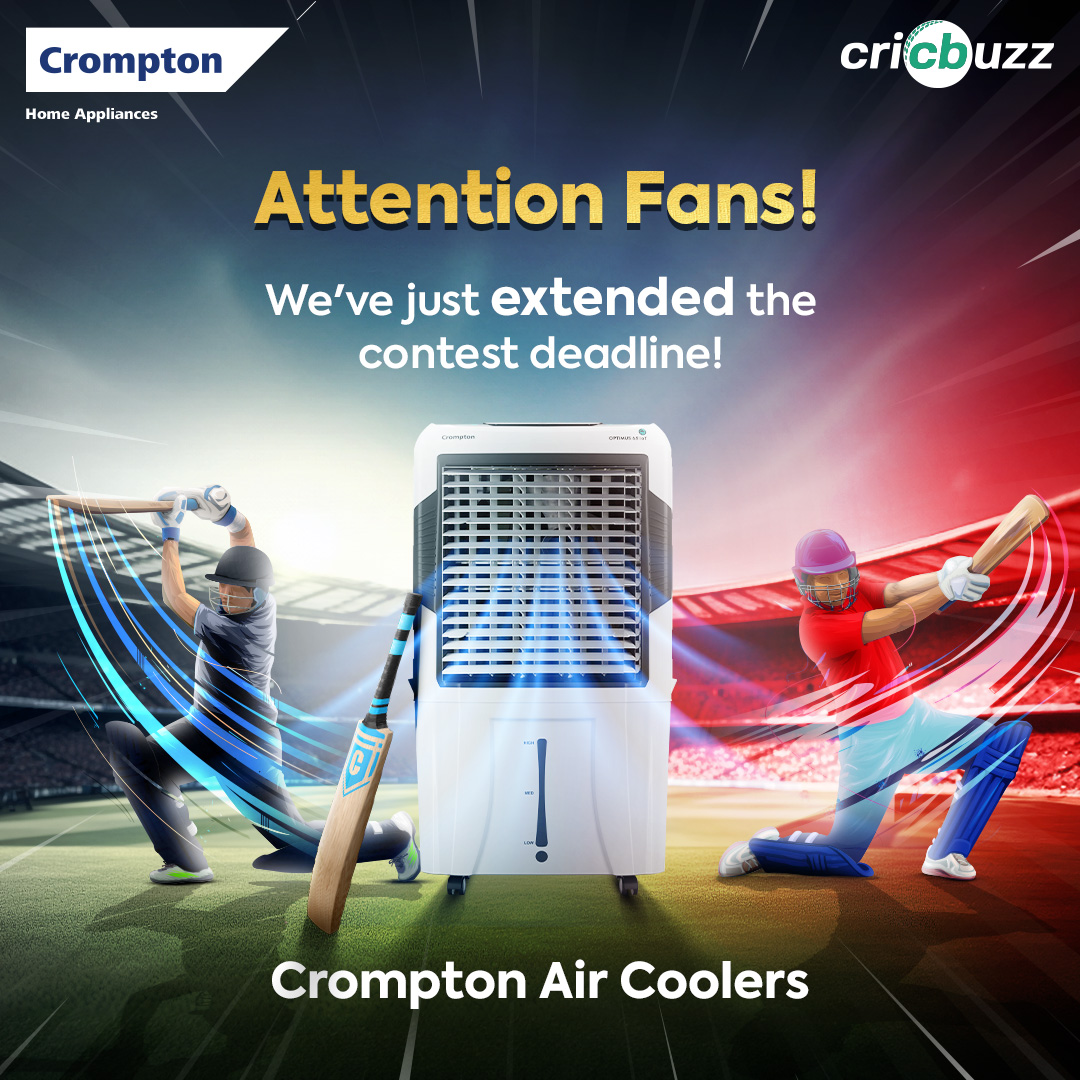 Head over to our last contest post and share your #CoolestAdvice for Gujarat to win exciting rewards! Participate Now: x.com/Crompton_India… #CoolestAdvice #ContestAlert #Contest #CricBuzz #Cricket #CromptonContest #ParticipateNow #LiveContest #Crompton #CromptonIndia