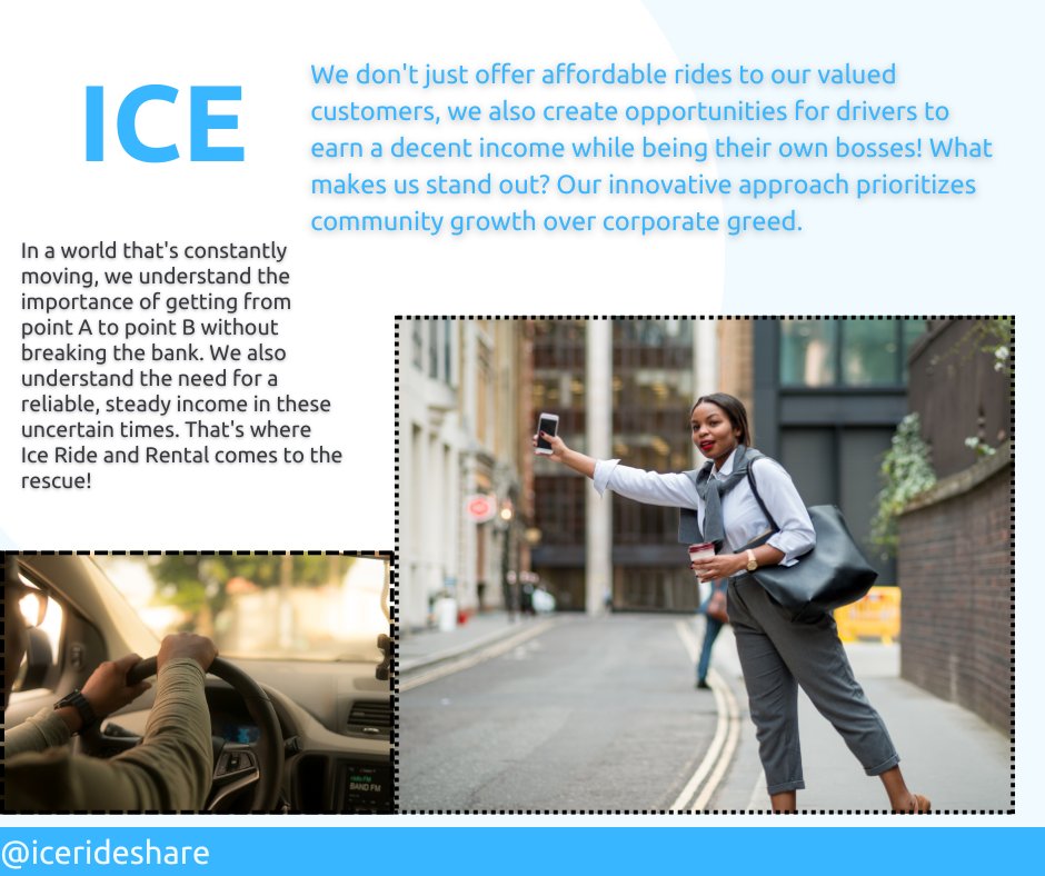Join the Ice Ride and Rental family today! 🚗💰 Our affordable rides benefit customers and drivers alike, fostering community growth. #IceRide #AffordableTransportation #CommunityFirst #DriveWithUs #SupportLocal #RideShare #InnovativeTech 🙌❄️