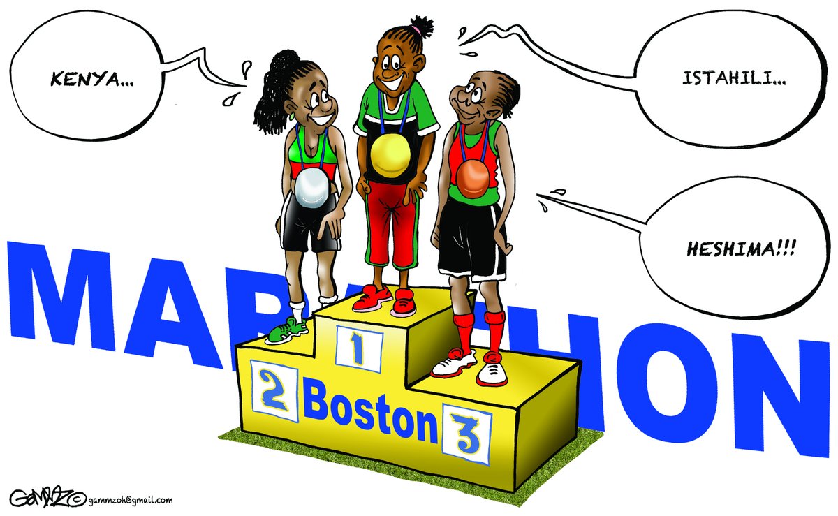 #BostonMarathon2024 It's a podium sweep for Kenyans! Cartoon for @StandardKenya @KTNNewsKE @ktnhome_