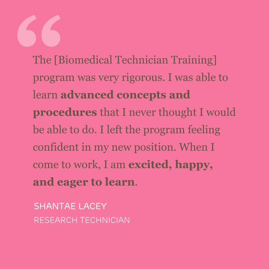 Former stay-at-home mom Shantae Lacey shares her inspiring journey from exploring new career paths to becoming a Research Technician at CHOP through the Biomedical Technician Training program. Her advice: Believe in yourself and go for it! #BiomedicalTech ms.spr.ly/6018Y6v8q