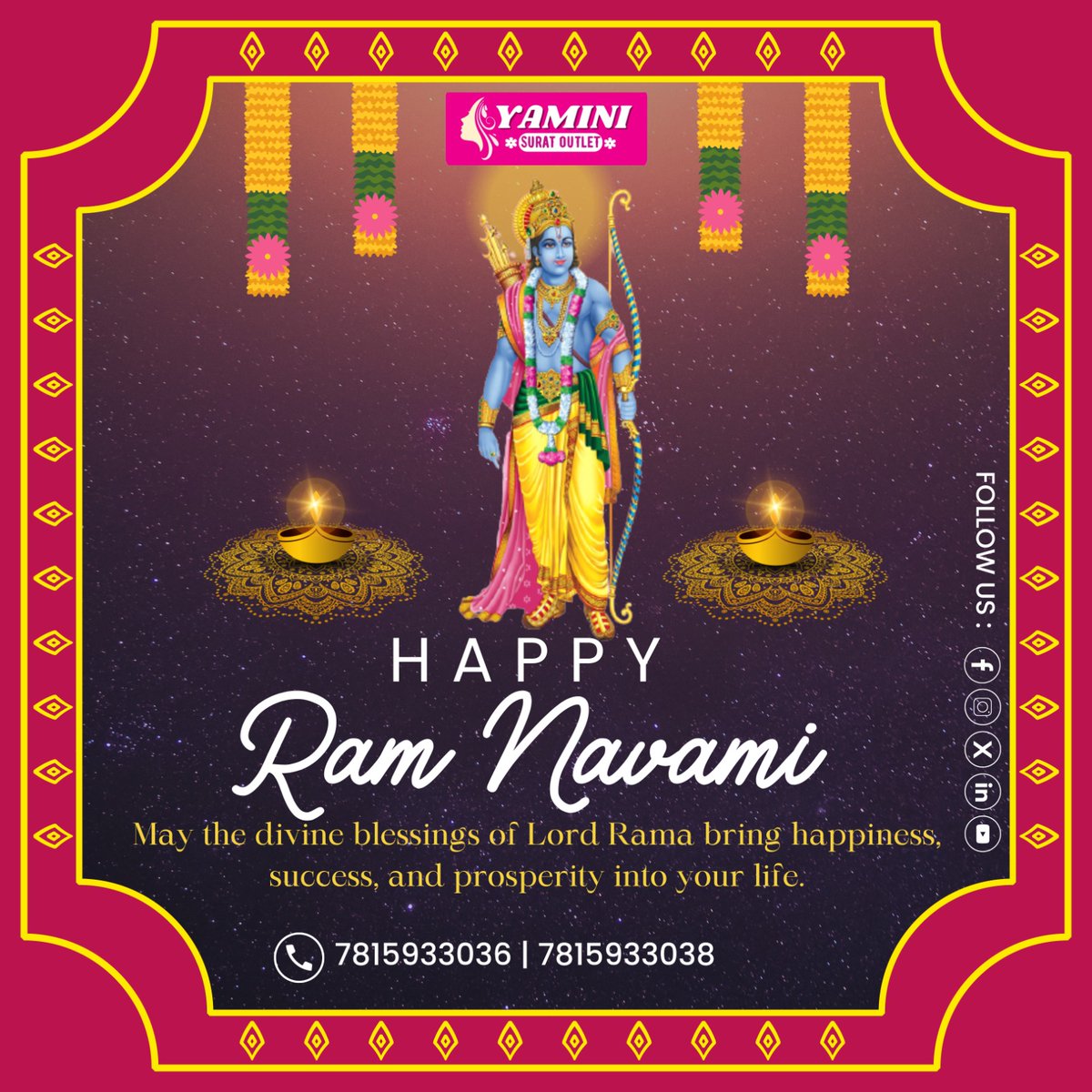 May the divine blessings of Lord Rama illuminate your path with joy and prosperity this Shree Ram Navami!🙏✨

CONTACT US: 7815933036 | 7815933038

#RamNavami #DivineBlessings #Joy #Navratri #LordRama #HappinessOnBoard #FestivalOfLights #SareeLove #IndianCulture #TraditionalWear