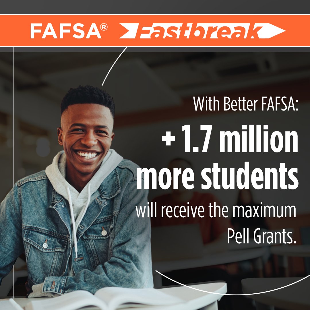 The 2024-25 #FAFSA form was revamped so that MORE students can qualify for federal financial aid, including students of non-citizen parents 🎓💰 Cover your college costs and submit the FAFSA at studentaid.gov before April 19 to be eligible! #FAFSAFastBreak