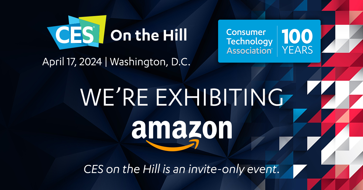 Amazon is excited to showcase our groundbreaking tech at @CTATech’s exclusive CES on the Hill tomorrow! Interested in joining us? Learn more: cta.tech/CESontheHill  #CTATechWeek #TechPolicy