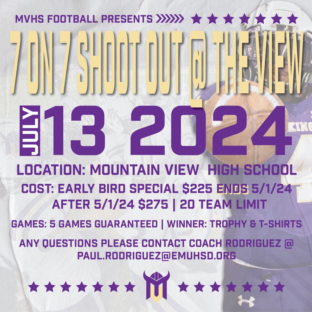 Mountain View Vikings Football (@mtviewvikingsfb) on Twitter photo We have 15 teams locked in. Looking to add 5 more. Teams locked in already are:
Arroyo, Azusa, Bell Gardens, Bernstein, Burroughs, Crescenta Valley, Diamond Bar, El Monte, Gabrielino, La Puente, Montebello, Mountain View, South El Monte, South Hills, Wilson
<a href="/tspeterson40/">Tim Peterson</a> We have 15 teams locked in. Looking to add 5 more. Teams locked in already are:
Arroyo, Azusa, Bell Gardens, Bernstein, Burroughs, Crescenta Valley, Diamond Bar, El Monte, Gabrielino, La Puente, Montebello, Mountain View, South El Monte, South Hills, Wilson
<a href="/tspeterson40/">Tim Peterson</a>