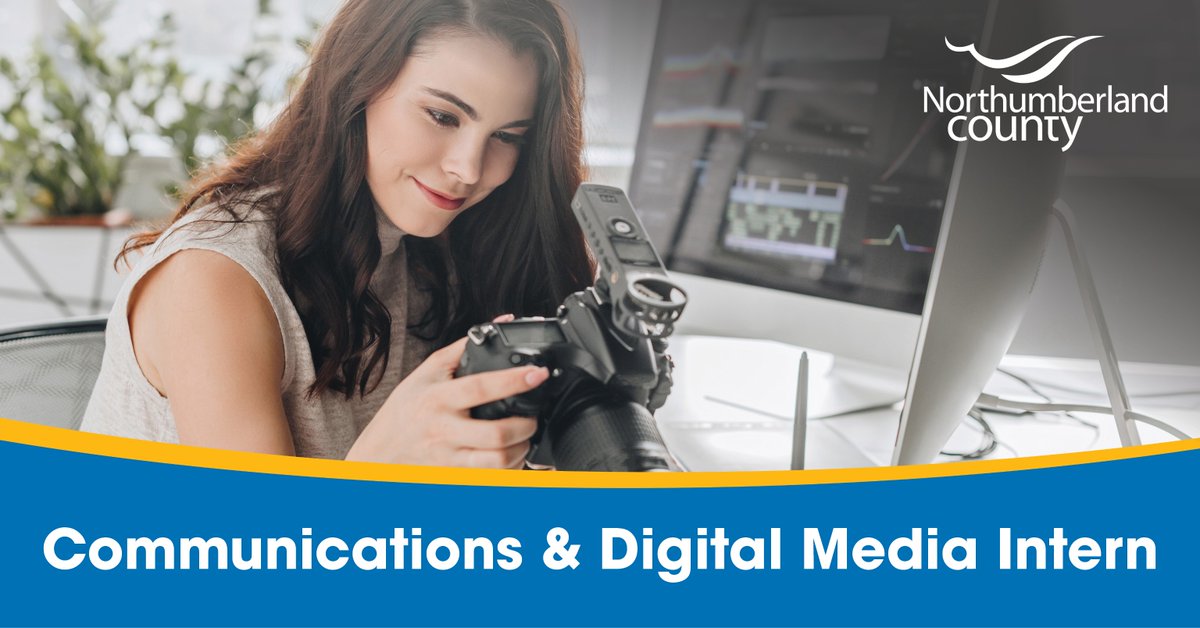 Looking for a student placement opportunity? We're #hiring a Communications & Digital Media Intern to join our team this fall for a 4-12 month contract. #JobAlert 👉 To view the full job posting, visit Northumberland.ca/Careers