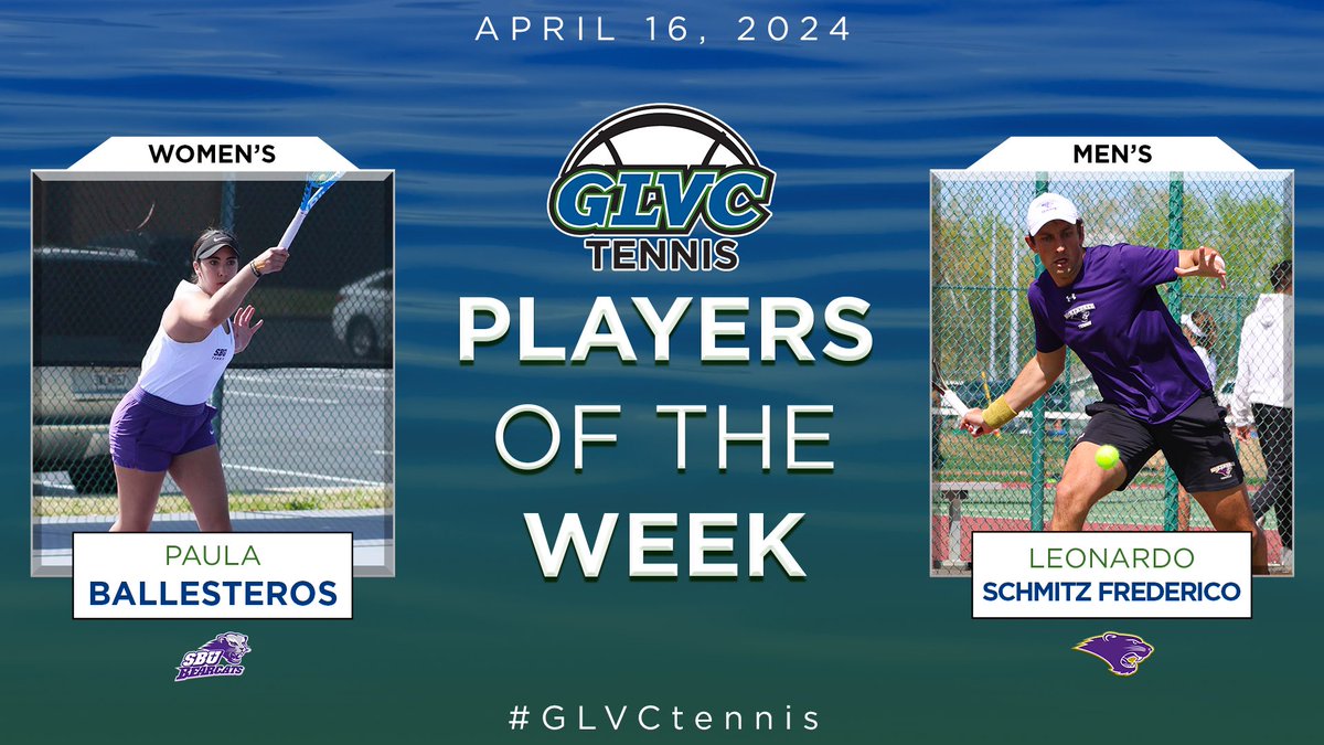 🎾 #GLVCtennis WEEKLY AWARDS

WOMEN'S:  Paula Ballesteros | <a href="/sbubearcats/">SBU Bearcat Athletics</a>
MEN'S:  Leonardo Schmitz Frederico | <a href="/McKBearcats/">McKendree Bearcats</a> 

🔗 GLVCsports.com/POTWtennis
