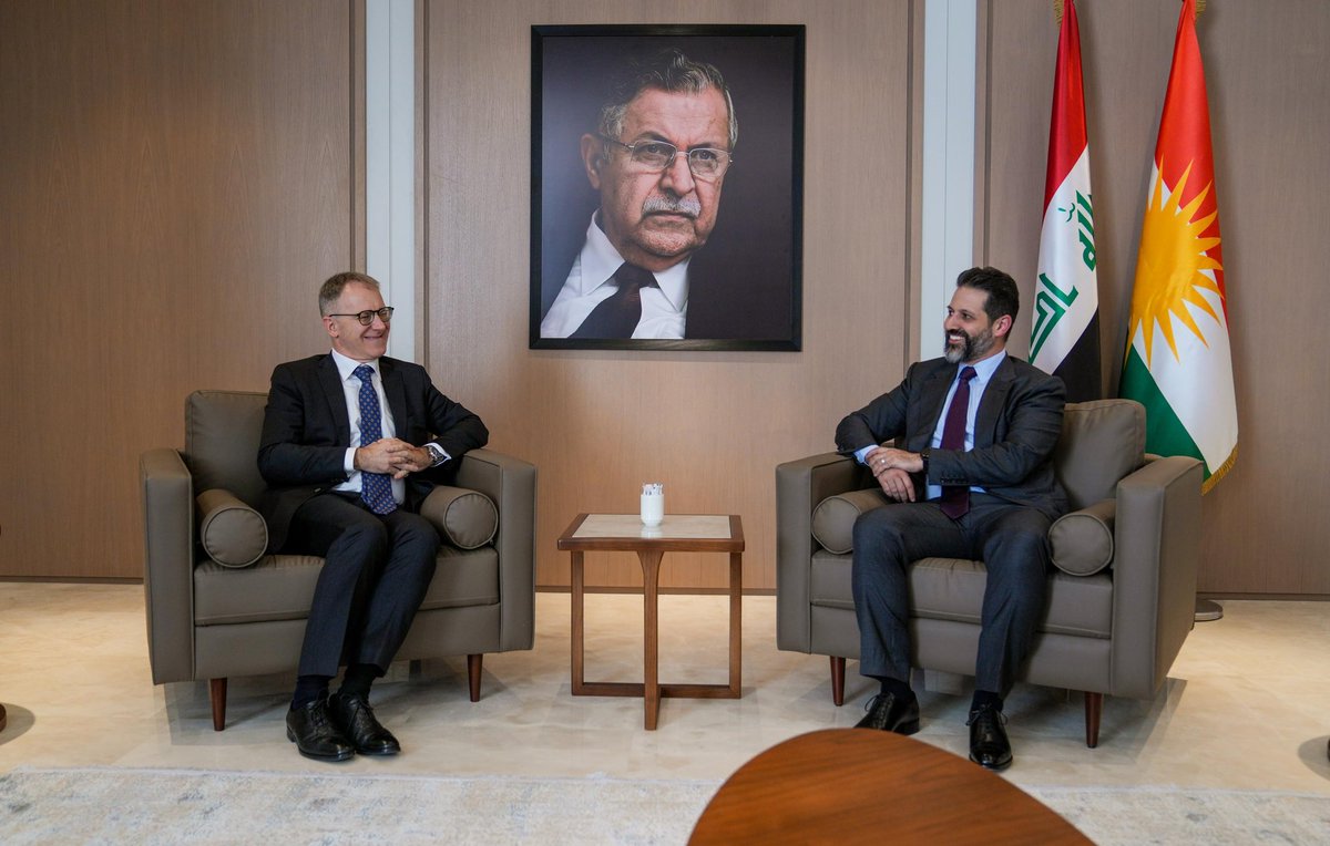 Today, with the Italian ambassador Maurizio Greganti, I reiterated our position on upholding timely elections in the Kurdistan Region to safeguard our institutions.