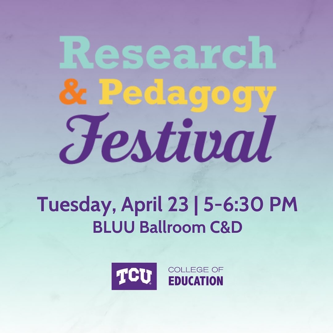TCU_COE's tweet photo. ✨Explore the world of education and inquiry at the Research &amp; Pedagogy Festival as our undergraduate and graduate students showcase their  projects. 
Discover what’s shaping the future of education.
🗓️ Come &amp; Go | 04.23 | 5-6:30 p.m.
📍 BLUU Ballroom C&amp;D
#TCURPF24 #LeadOnImpact https://t.co/xdcL9LiV4H