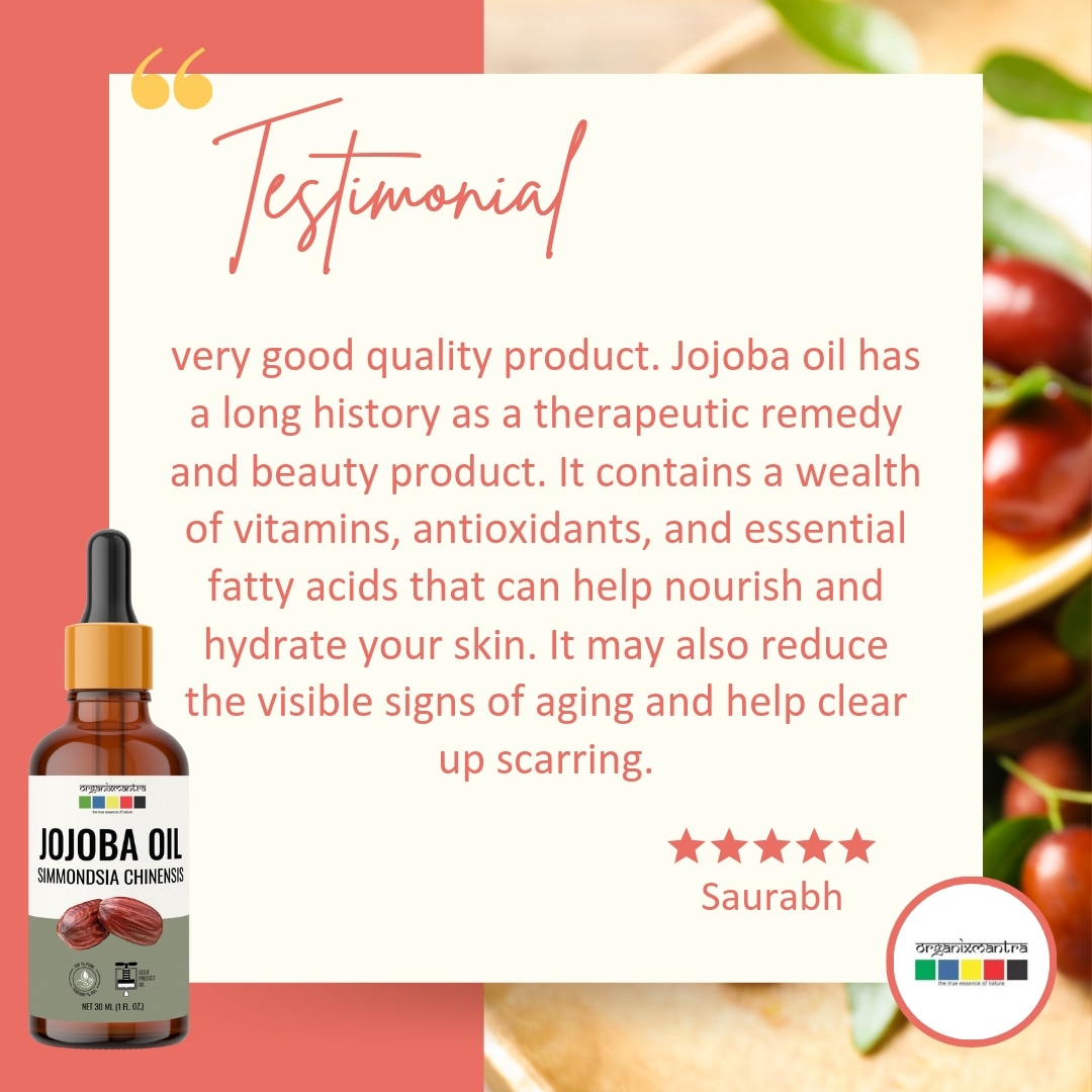 Have you tried Jojoba Oil Yet.?🤔
#JojobaOil #OrganicOil #SkinCare #OrganixMantra 
Try Today bit.ly/3KxgZb1