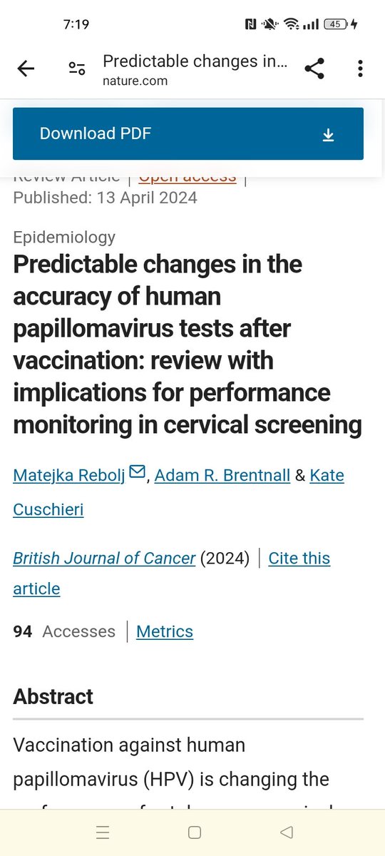 #HPVtest performance in #vaccinated cohorts is likely to differ vs in #unvaccinated cohorts due to direct protective effect against HPV16/18, cross-protection,viral unmasking affecting epidem of non16/18 hi-risk HPV genotypes #cervicalcancerscreening nature.com/articles/s4141…