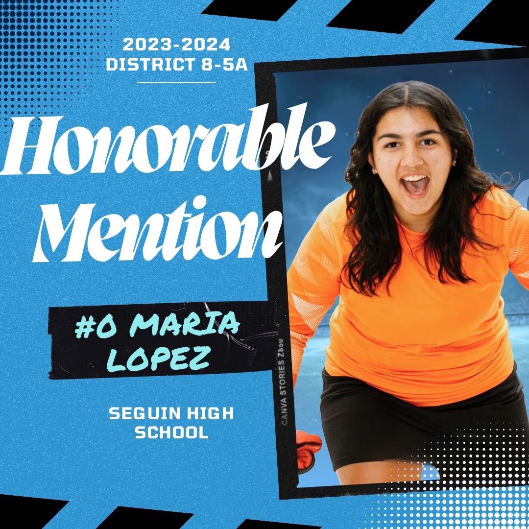 Congratulations to Maria Lopez for being named District 8-5A Honorable mention ⚽️💙🐾 @JuanSeguinHS @AISD_ATH