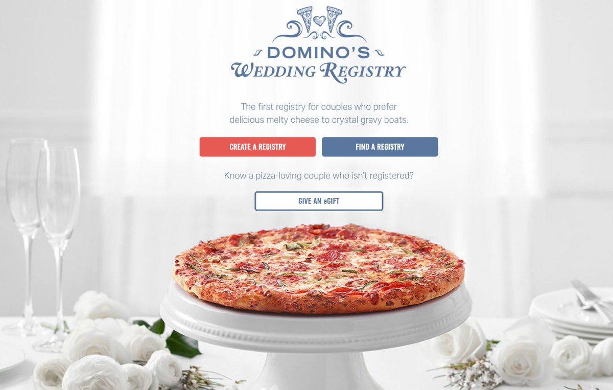 the most iconic couples have a Domino’s Wedding Registry 💅