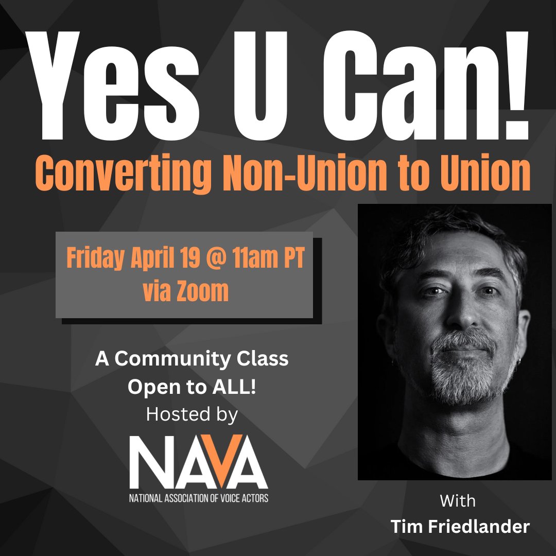 Want to learn to convert non-union work to union? Join NAVA President Tim Friedlander for this incredibly valuable class! We'll cover: • What union contracts are •What kinds of work can easily be converted •The steps to convert a job •And much more! navavoices.org/classes