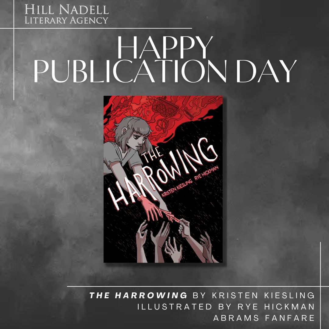 Happy Pub Day to THE HARROWING written by @KristenKiesling and illustrated by @RyeHickman! In this sinisterly-rendered world, Rowan Sterling will harness her power for seeing future crimes and learn shocking details about those she loves. Out today from Abrams Fanfare!