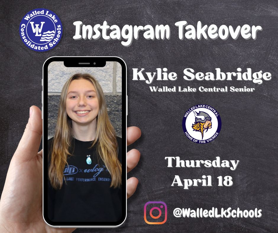 Make sure to follow us on Instagram to catch @WLCentralHS senior Kylie Seabridge's takeover on Thursday! She'll give a behind the scenes look as the Walled Lake Performance Ensemble competes at the WGI World Championships! 💙 #WEareWLCSD Follow us now ➡ instagram.com/walledlkschool…