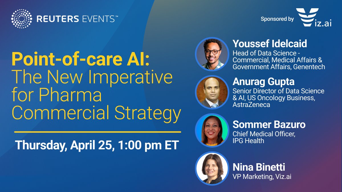 Join our webinar with @RE_Pharma, featuring experts from @AstraZeneca, @Genentech, and @IPGHealth. Discover how point-of-care AI is revolutionizing pharma strategy. Register for 'Point-of-care AI: The New Imperative for Pharma Commercial Strategy' on April 25 @ 1pm ET 📺:…