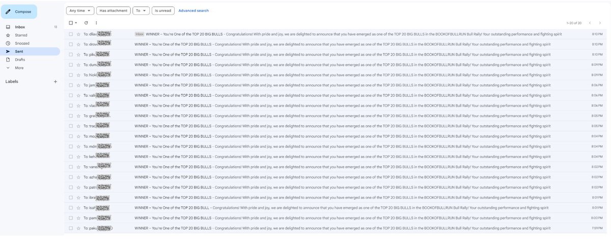 BookOfBullrunx's tweet image. Hey guys check your E-Mail! All winners of our $20.000 giveaway have been contacted! 🎉