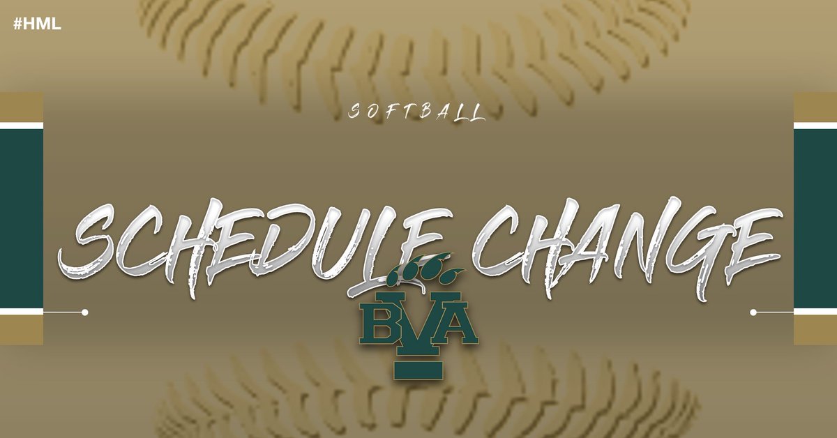 🥎SCHEDULE CHNGE: MAKE UP🥎 Girls softball will take on AG on Thursday April 18th at 4pm. at BVA