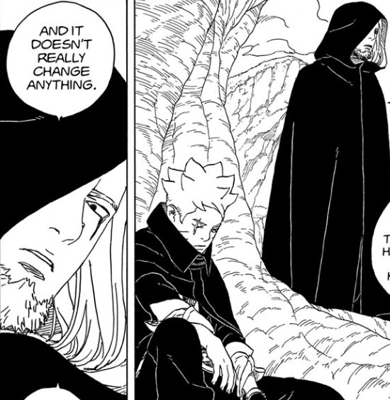 2sideAnime's tweet photo. KK was not referring to Boruto's death causing the end of the world. He was referring to him being forced to use his Karma seal, and Momoshiki coming out https://t.co/jkeApLQX6h