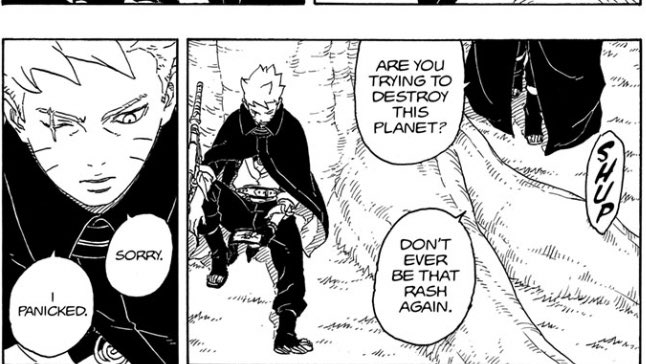 2sideAnime's tweet photo. KK was not referring to Boruto's death causing the end of the world. He was referring to him being forced to use his Karma seal, and Momoshiki coming out https://t.co/jkeApLQX6h