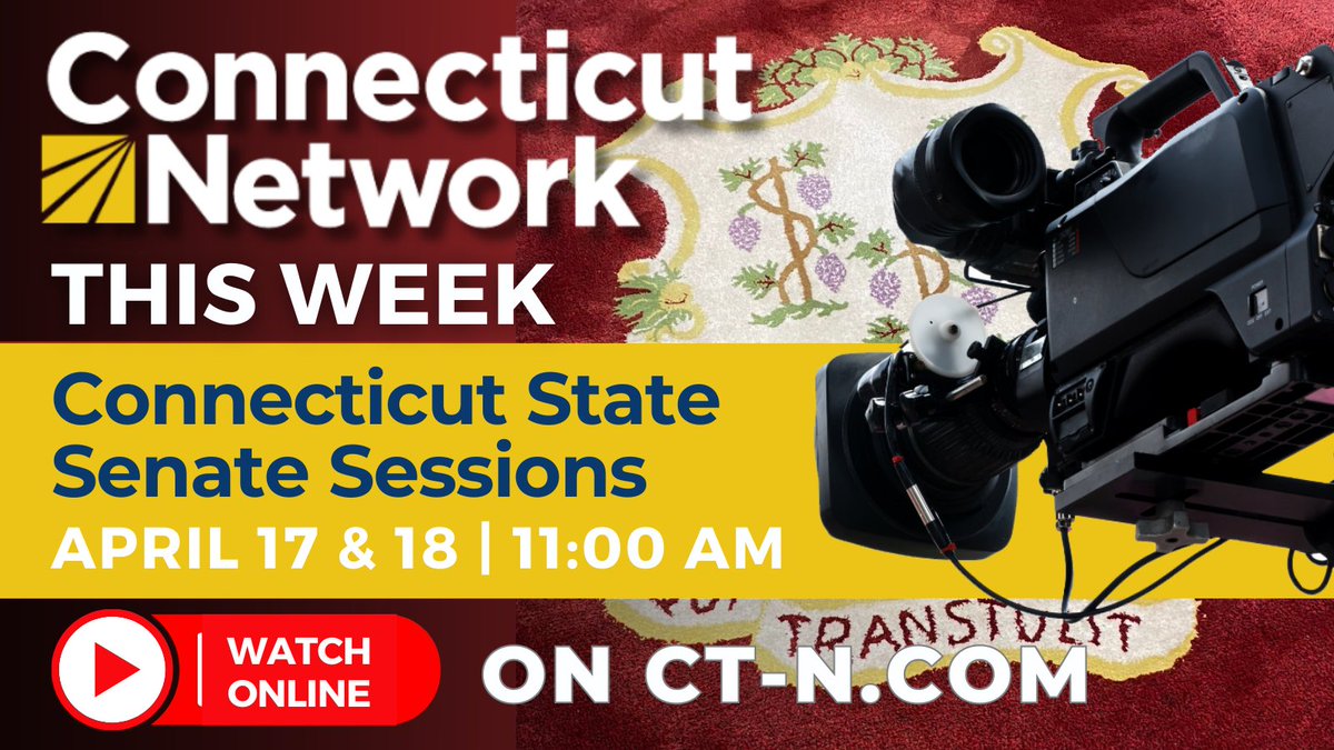 CTNetworkTV's tweet photo. CT-N will provide coverage of the Connecticut State Senate Sessions on April 17 and 18 at 11:00 am. Watch online at https://t.co/eJUt3BRSLO, or stream on Roku. To find your local cable channel, click here: https://t.co/mXq3QUo96o. #CTNetwork #CTN https://t.co/nxwKvu1PPr