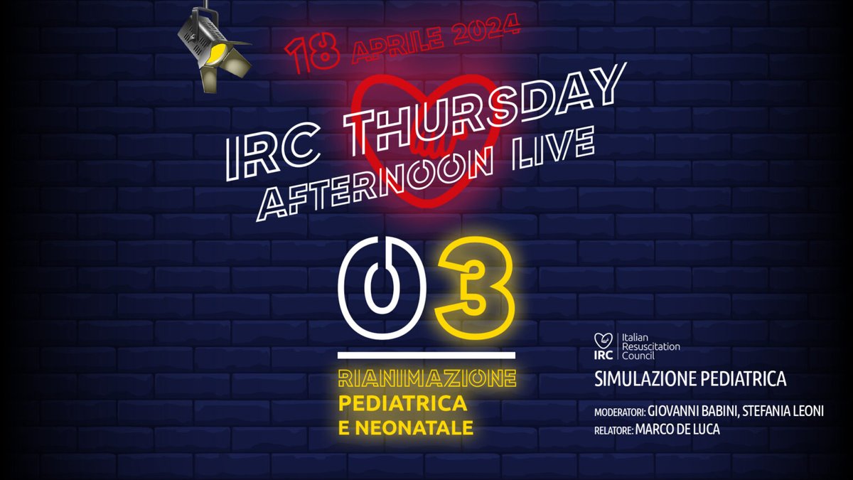 Non perdete l'opportunità di seguire il webinar gratuito 'IRC Thursday Afternoon Live' il 18 aprile alle 17:00! Parleremo di 'Simulazione Pediatrica' in diretta sul link ircouncil.it/webinar-irc-th… e sulla pagina FB di IRC, parleremo di 'Simulazione Pediatrica'.