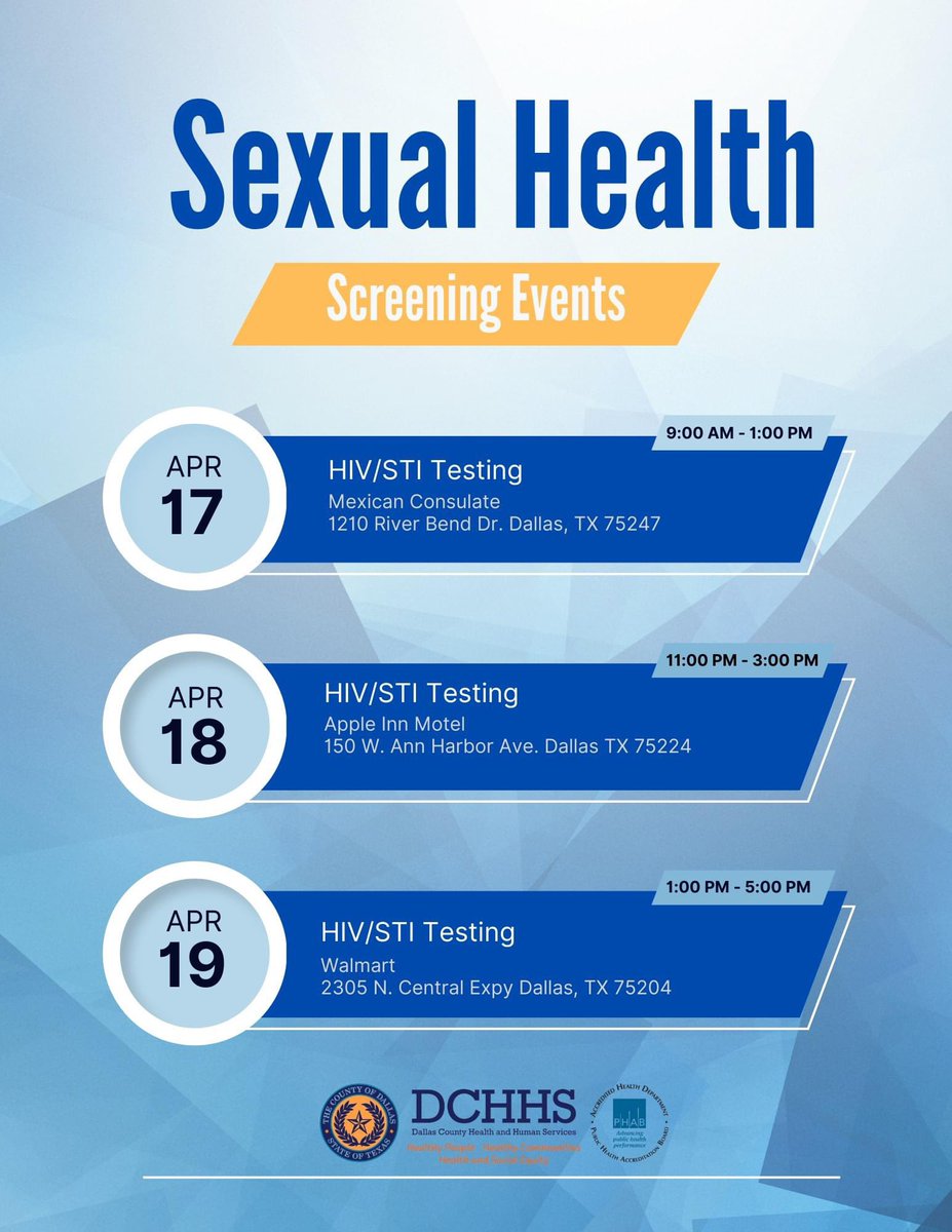 ✅This week! Join us for these free and confidential events this #STDAwareness month. ✅¡Esta semana! Acompáñenos en estos eventos gratuitos y confidenciales en este mes de la concientización de las enfermedades de transmisión sexual.