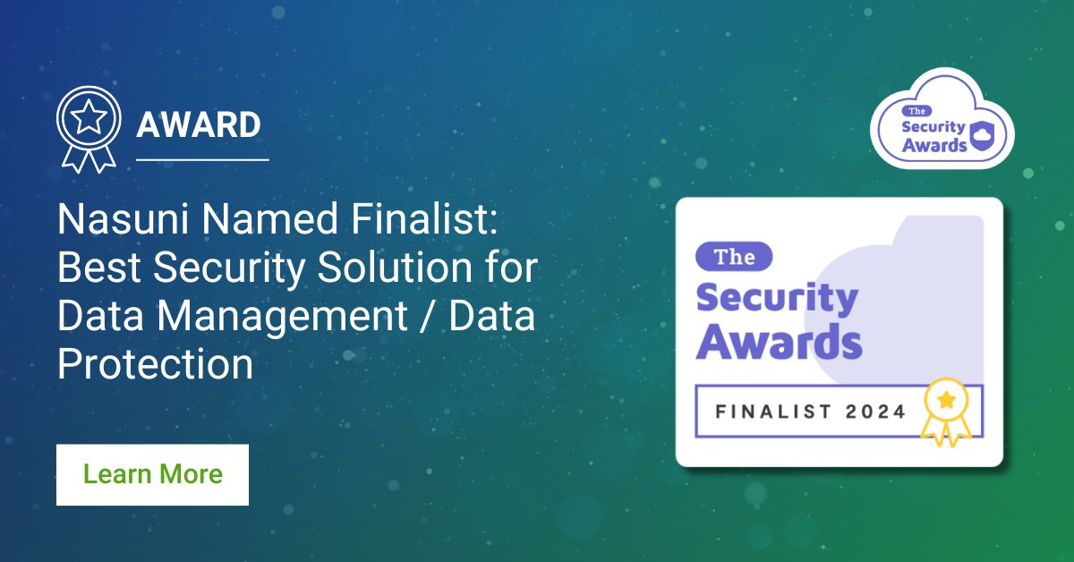 We've been listed as a finalist for @Cloud_Awards' 2024 Security Awards! @Nasuni is one of two finalists in the ‘Best Security Solution for Data Management / Data Protection’ category. Learn more: bit.ly/43XpYKh #Nasuni #CloudAwards #SecurityAwards #DataProtection #IT